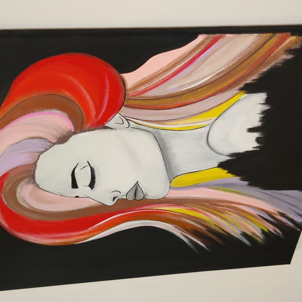 Original Girl Profile Acrylic Painting - Picture 4 of 4